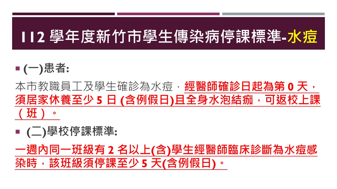 112 學年度新竹市學生傳染病停課標準2023.12.20市府公告修正3