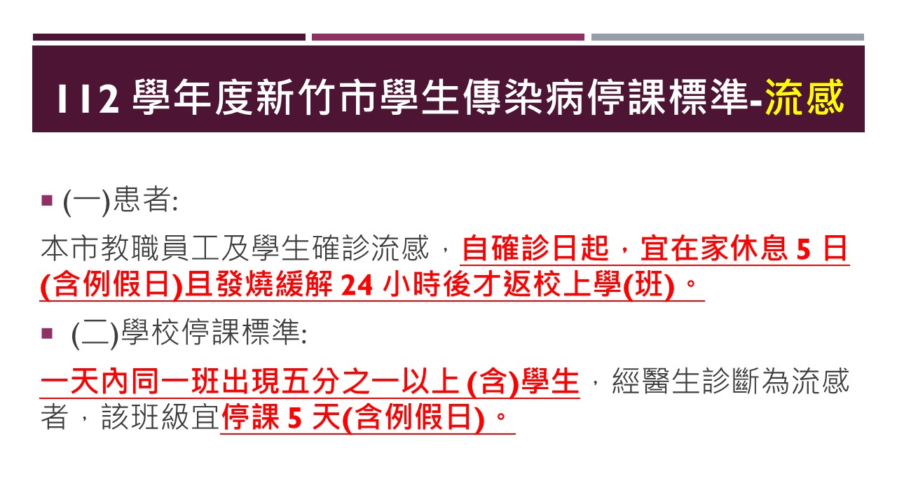 112 學年度新竹市學生傳染病停課標準2023.12.20市府公告修正4