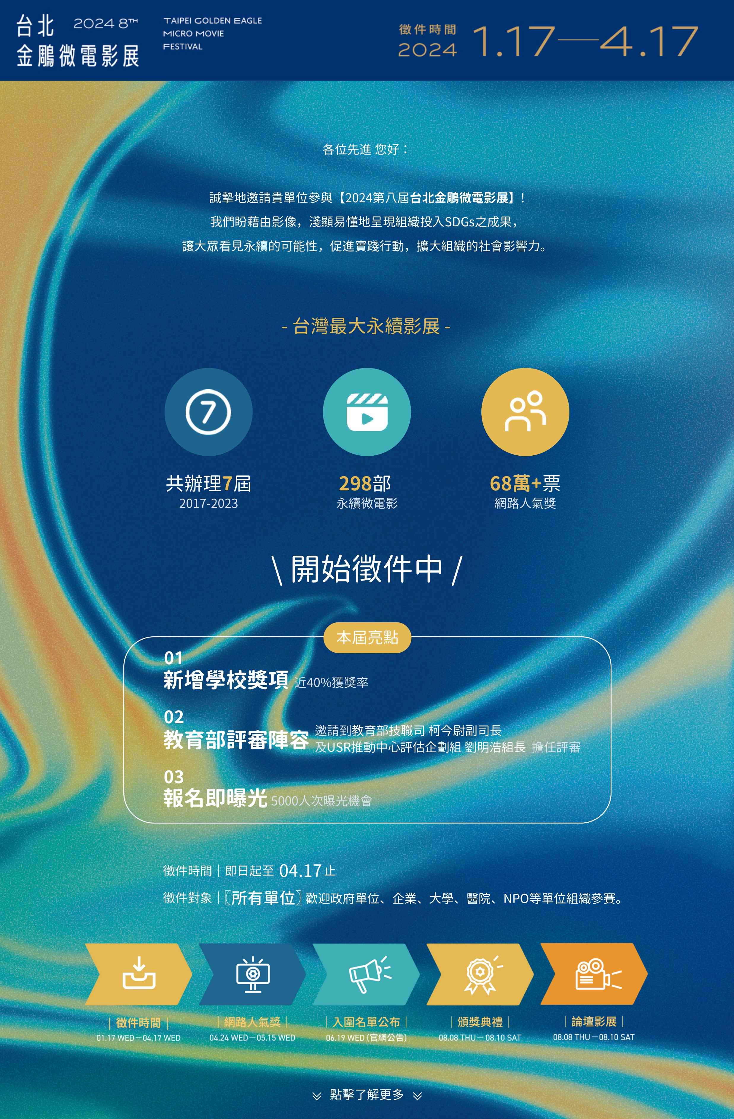 財團法人台灣永續能源研究基金會舉辦「2024第八屆台北金鵰微電影展」活動